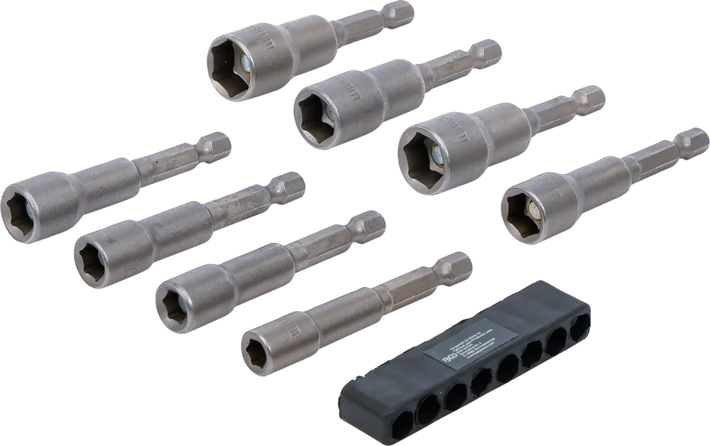 Conjunto de encaixes para chave de caixa sextavados | Entrada de sextavado externo 6,3 mm (1/4") | 6 - 13 mm | 8 peças