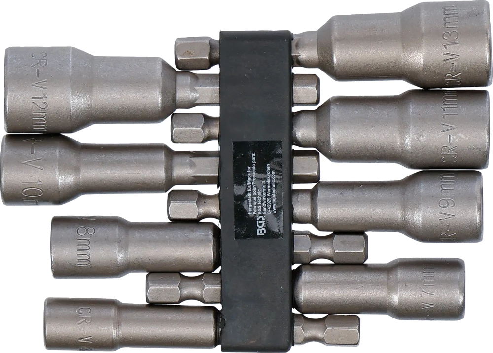 Conjunto de encaixes para chave de caixa sextavados | Entrada de sextavado externo 6,3 mm (1/4") | 6 - 13 mm | 8 peças