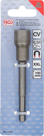 Encaixe para chave de caixa sextavado, extra comprido | para perfuradoras | Entrada de sextavado externo 6,3 mm (1/4") | 13 mm