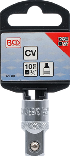 Adaptador de chave de caixa | Quadrado externo 10 mm (3/8") - Sextavado externo 12,5 mm (1/2")