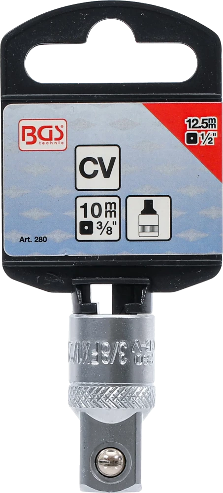 Adaptador de chave de caixa | Quadrado externo 10 mm (3/8") - Sextavado externo 12,5 mm (1/2")