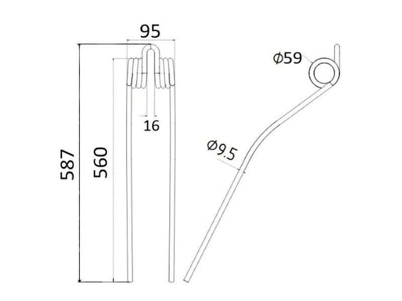 Mola - Esq./Dt. - Comp:560mm, Larg:92mm, Ø9.9mm - para Fella Aplicavel em: 160111 (S.29816)