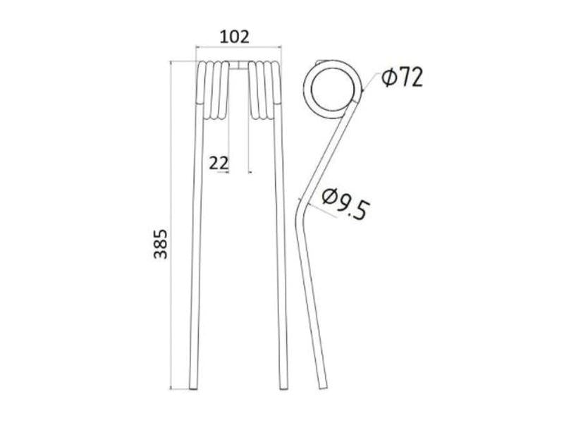 Mola - Esq./Dt. - Comp:385mm, Larg:102mm, Ø9.5mm - para Fella Aplicavel em: 487922 (S.29830)