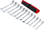 Conjunto de chaves de boca com anel de roquete | cabeças flexíveis | 8 - 19 mm | 12 peças