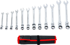 Conjunto de chaves de boca com anel de roquete | cabeças flexíveis | 8 - 19 mm | 12 peças