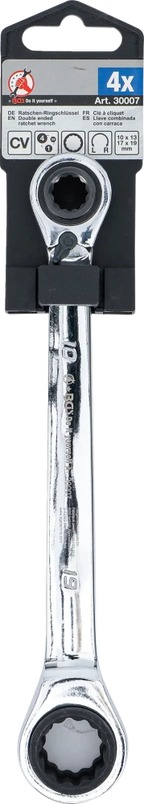 Chave anular com roquete | 4 em 1 | 10 x 13 - 17 x 19 mm