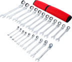 Conjunto de chaves de boca com anel de roquete | cabeças flexíveis | 6 - 32 mm | 22 peças