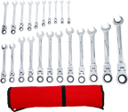Conjunto de chaves de boca com anel de roquete | cabeças flexíveis | 6 - 32 mm | 22 peças