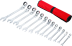 Conjunto de chaves de boca com anel de roquete | cabeças flexíveis | 8 - 32 mm | 13 peças