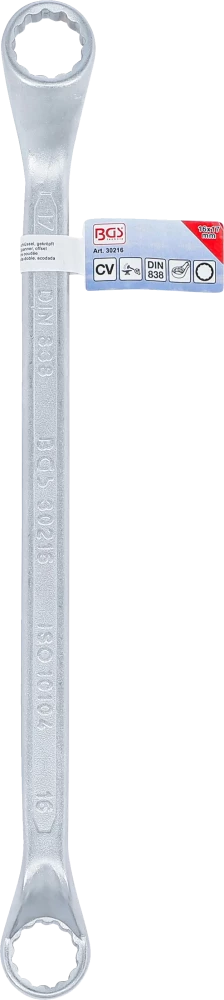 Chave de luneta dupla | curvada profunda | 16 x 17 mm