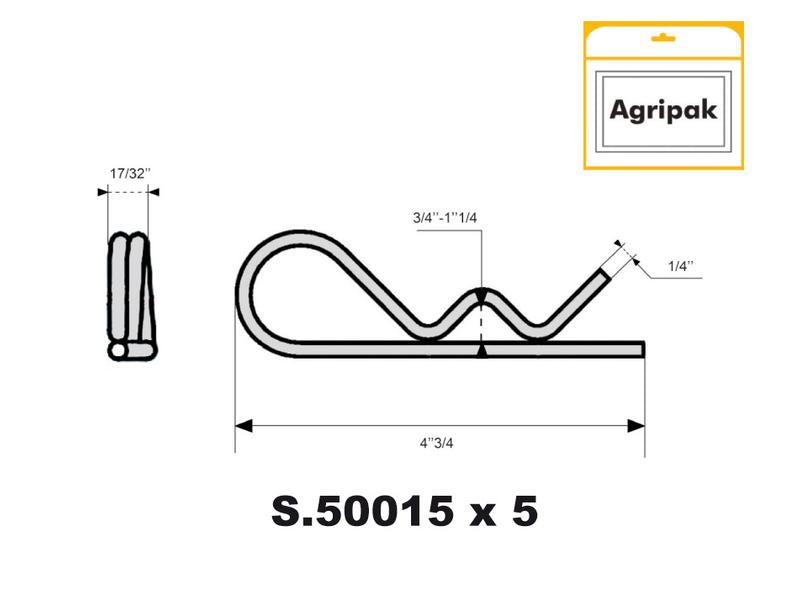 Agripak 5 un. Cavilha R dupla 6mm x 140mm (S.30263)