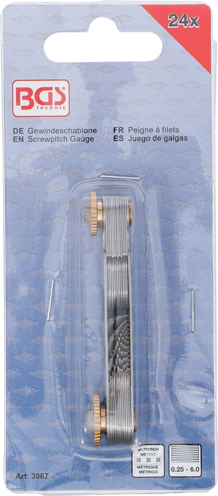 Calibre de rosca | 24 lâminas | métrica 0,25 - 6,00 mm