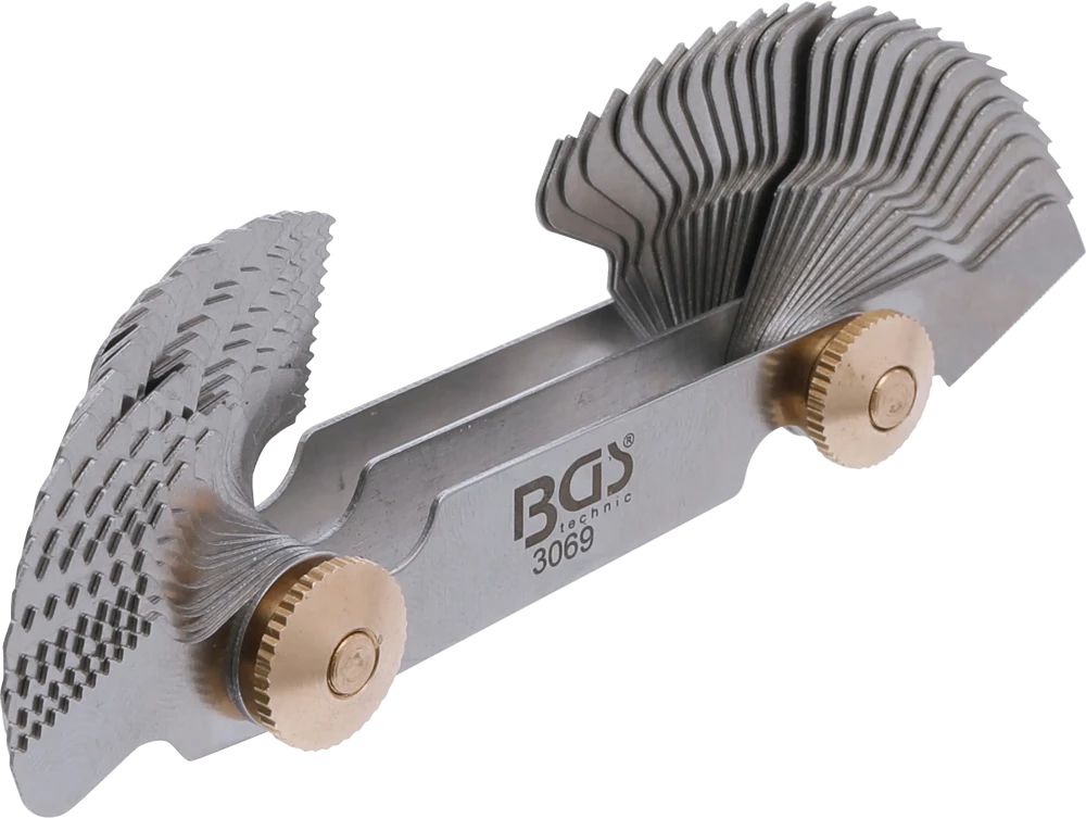 Calibre de rosca duplo, 52 lâminas | métrico 0,25 - 6,0 mm, Whitworth 4G - 62G