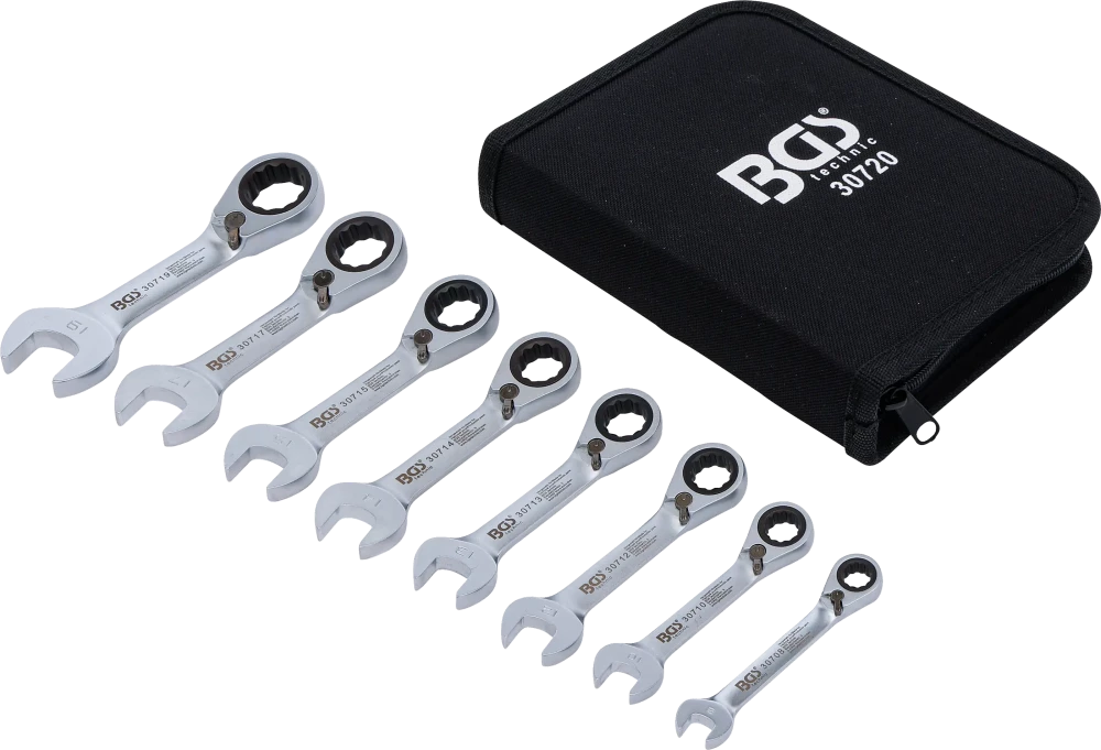 Conjunto de chaves de boca com anel de roquete | reversível | 8 - 19 mm | 8 peças