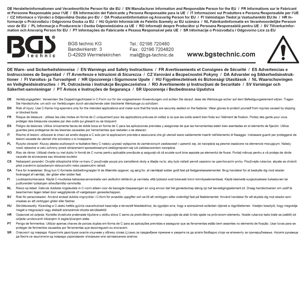 Chave de luneta dupla em forma de C bihexagonal | 14 x 15 mm