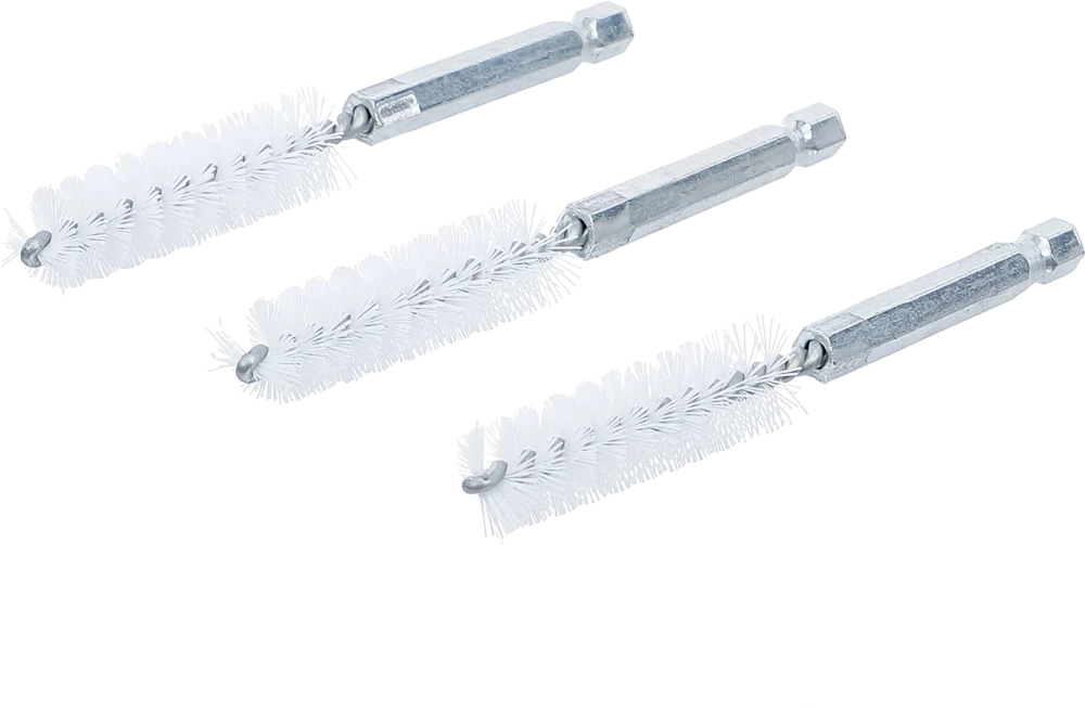 Escova de nylon | 13 mm | Entrada de sextavado externo 6,3 mm (1/4") | 3 peças