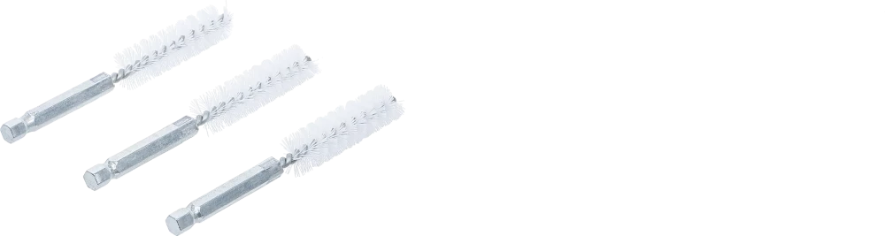 Escova de nylon | 13 mm | Entrada de sextavado externo 6,3 mm (1/4") | 3 peças