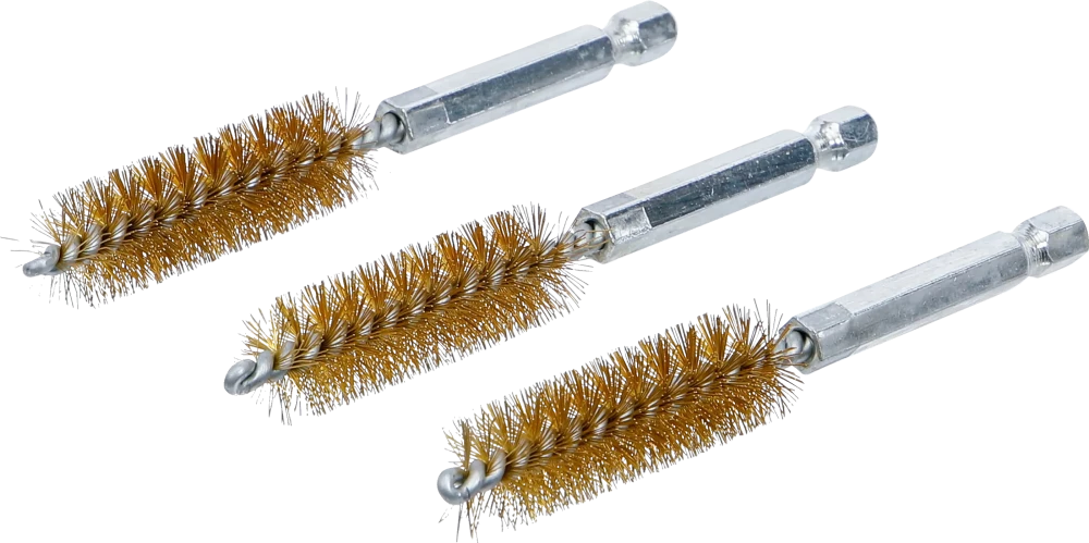 Escova de latão | 14 mm | Entrada de sextavado externo 6,3 mm (1/4") | 3 peças