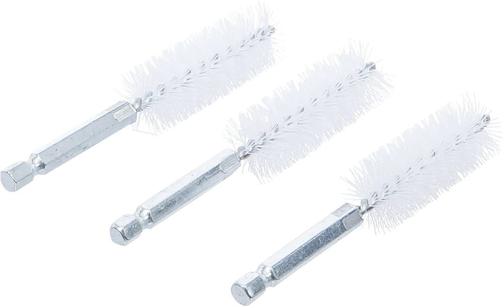 Escova de nylon | 19 mm | Entrada de sextavado externo 6,3 mm (1/4") | 3 peças