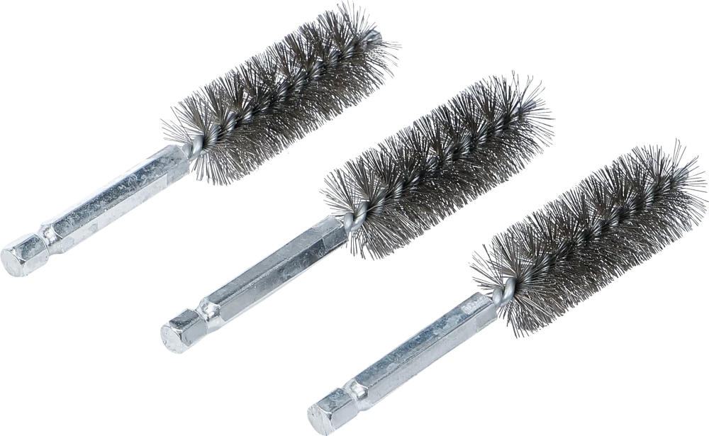 Escova de aço | 19 mm | Entrada de sextavado externo 6,3 mm (1/4") | 3 peças