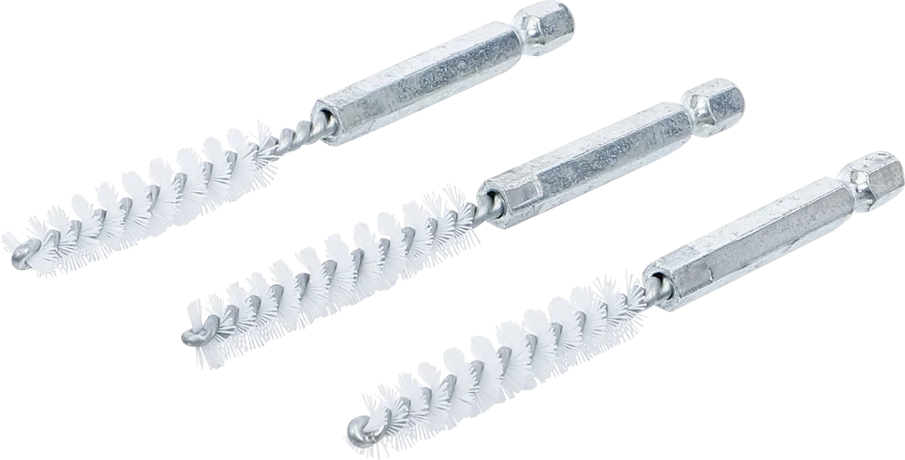 Escova de nylon | 9 mm | Entrada de sextavado externo 6,3 mm (1/4") | 3 peças
