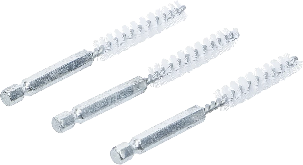 Escova de nylon | 9 mm | Entrada de sextavado externo 6,3 mm (1/4") | 3 peças