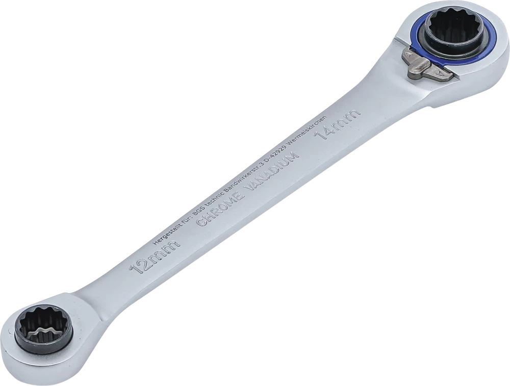 Chave anular com roquete 4 em 1 | 10 x 12, 14 x 17 mm