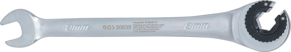 Chave de boca com anel de roquete | aberta | 9 mm