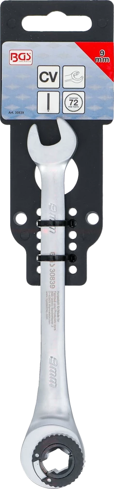 Chave de boca com anel de roquete | aberta | 9 mm