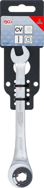 Chave de boca com anel de roquete | aberta | 9 mm