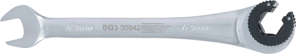 Chave de boca com anel de roquete | aberta | 12 mm