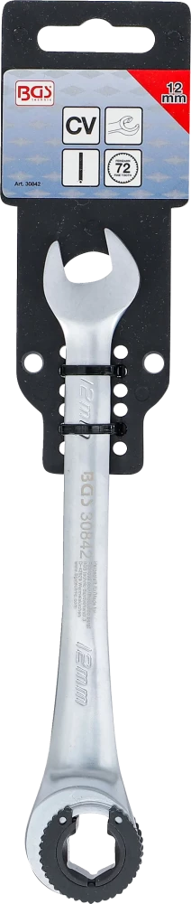 Chave de boca com anel de roquete | aberta | 12 mm