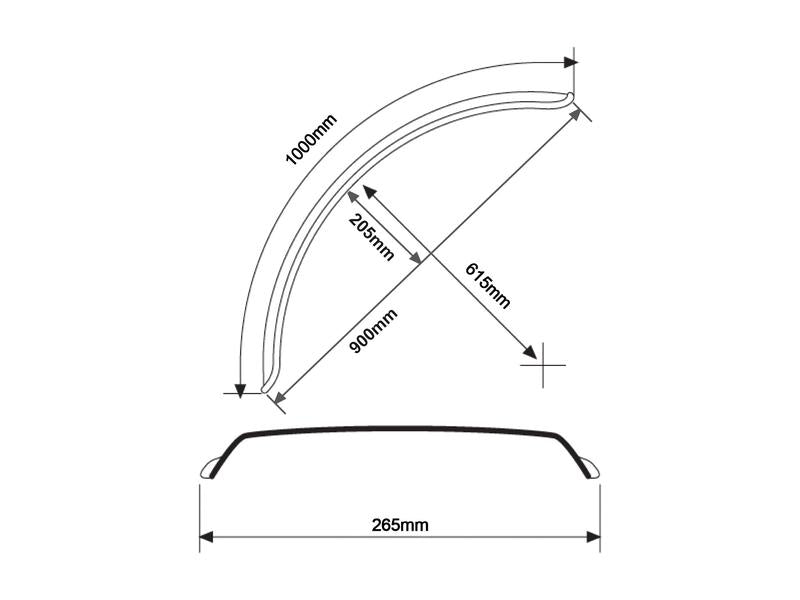 Guarda lamas, Comp: 1000mm, Larg: 265mm. (S.31513)