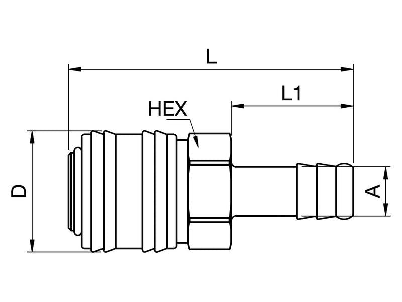 Coupler Hose Barb - 6mm (S.31800)
