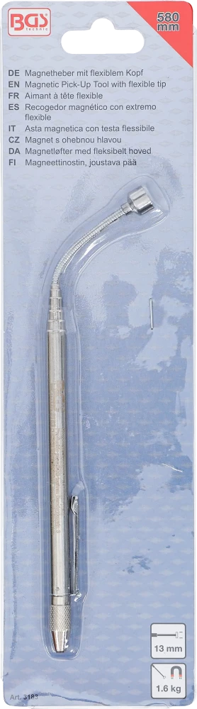 Recolhedor magnético com cabeça flexível | 580 mm | Força de tração 1,6 kg