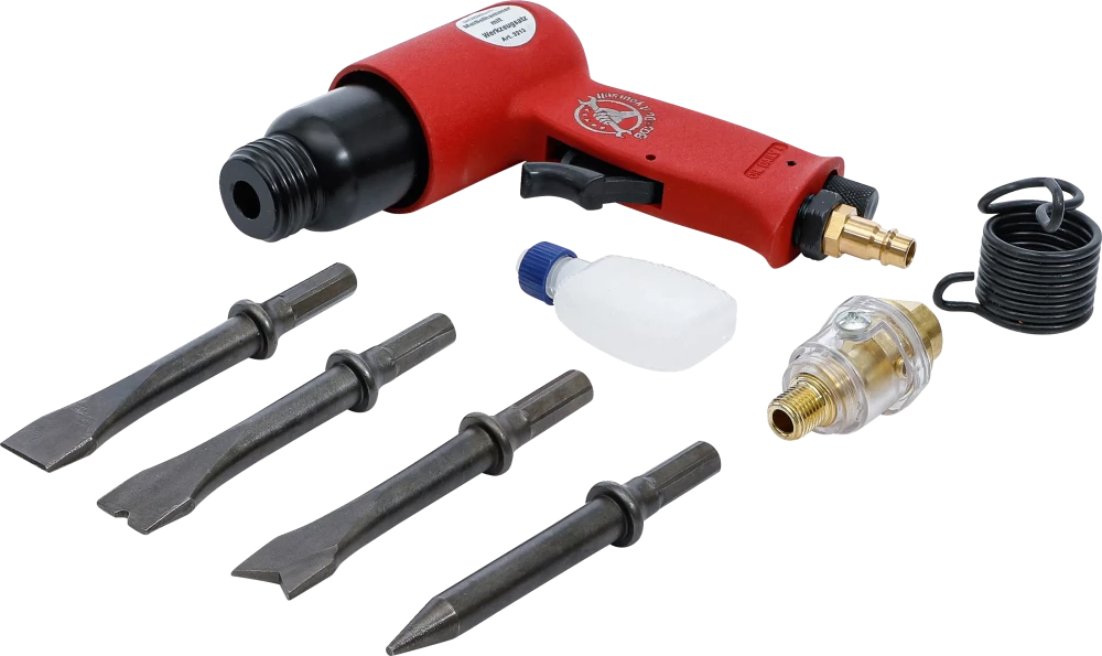 Martelo de percussão pneumático com conjunto de ferramentas | 8 peças