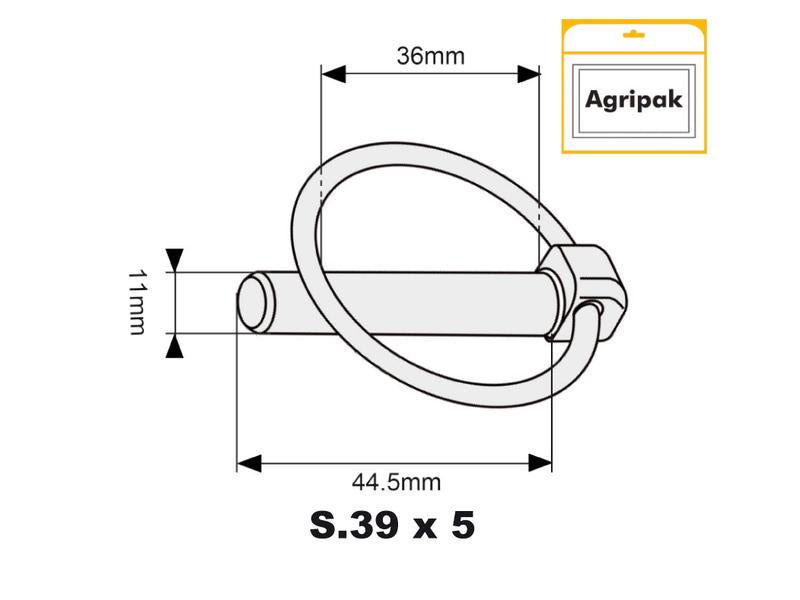 Agripak 5 un. Cavilha de mola 11mm x 44.5mm (S.3222)