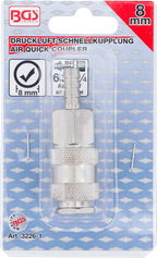 Acoplador rápido para ar comprimido com ligação de mangueira de 8 mm
