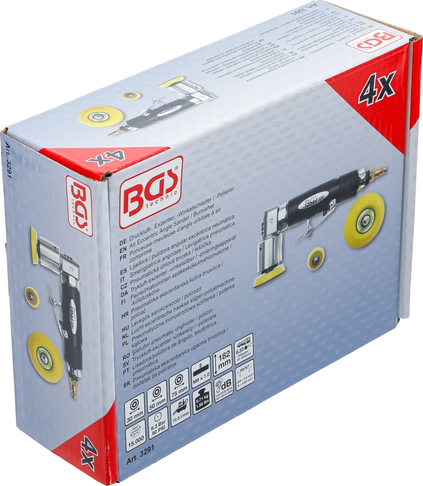 Lixadora/polidora de ângulo, excêntrica pneumática