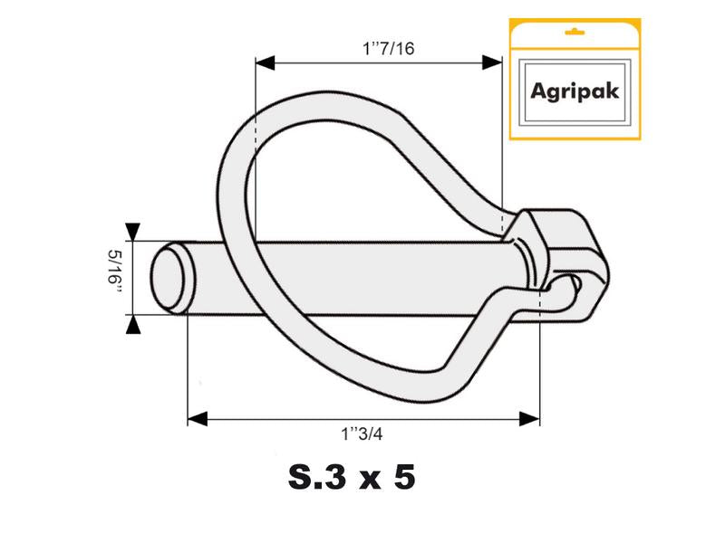Agripak 5 un. Cavilha mola tipo Pêra 8mm x 44.5mm (S.3321)