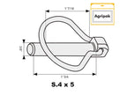 Agripak 5 un. Cavilha mola tipo Pêra 9mm x 44.5mm (S.3322)