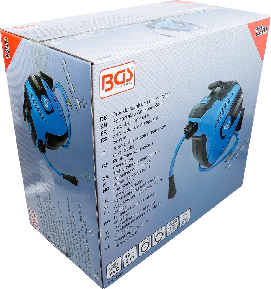 Enrolador de mangueira de ar comprimido | automático | 12 m + 2 m