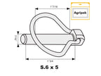 Agripak 5 un. Cavilha mola tipo Pêra 11mm x 44.5mm (S.3334)