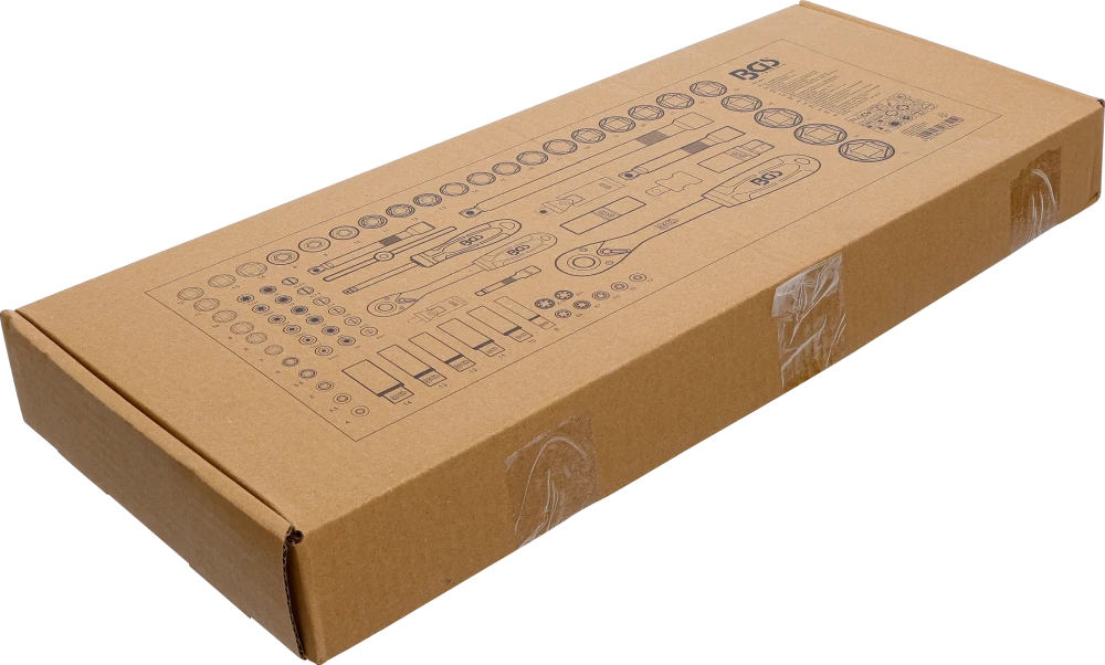 Base de esponja para BGS 3312: Conjunto de chaves de caixa | 12,5 mm (1/2") + 6,3 mm (1/4") | 77 peças