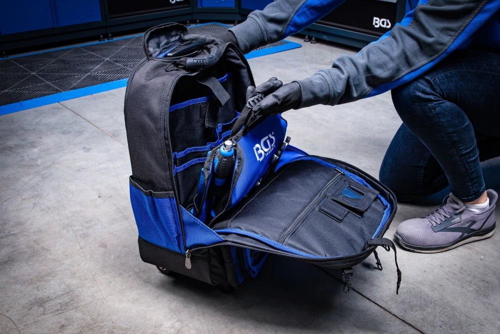 Mochila de ferramentas | com pega telescópica, móvel | 66 peças