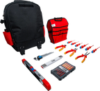 Mochila de ferramentas VDE | com pega telescópica, móvel | 27 peças