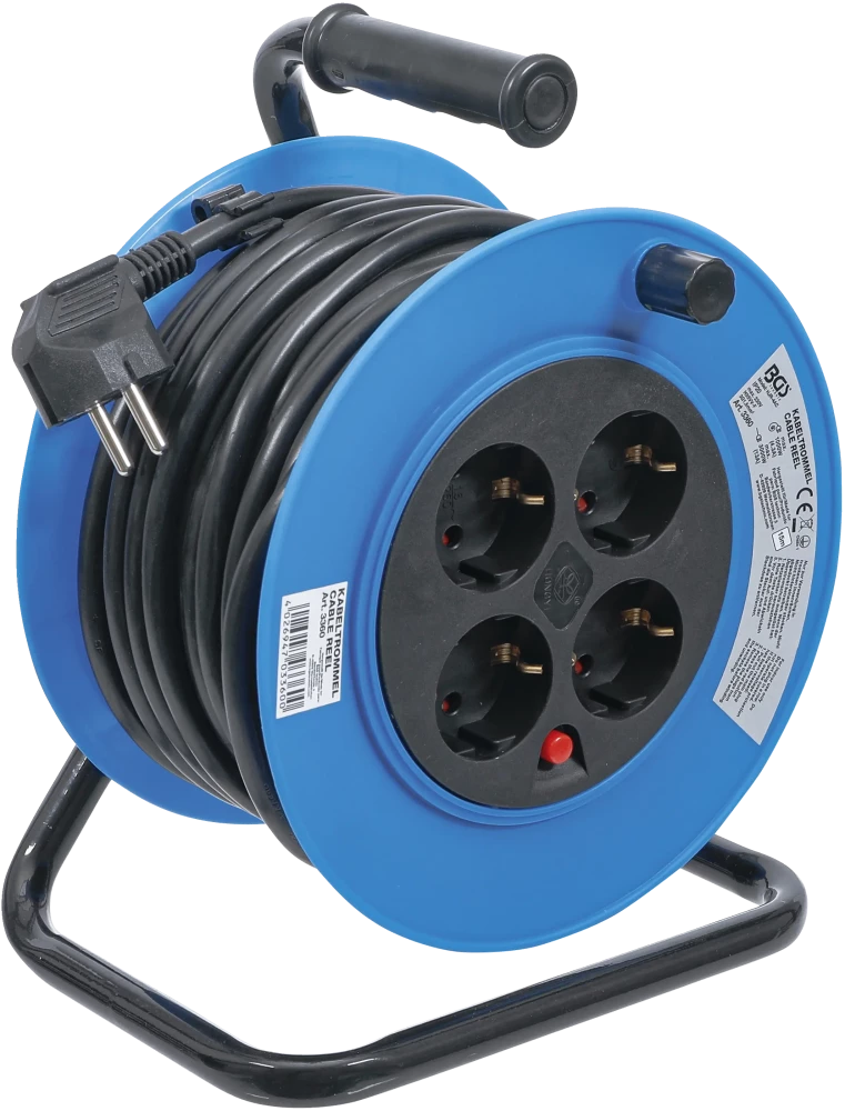 Bobina de cabos | 15 m | 3 x 1,5 mm² | 4 tomadas | IP 20 | 3000 W