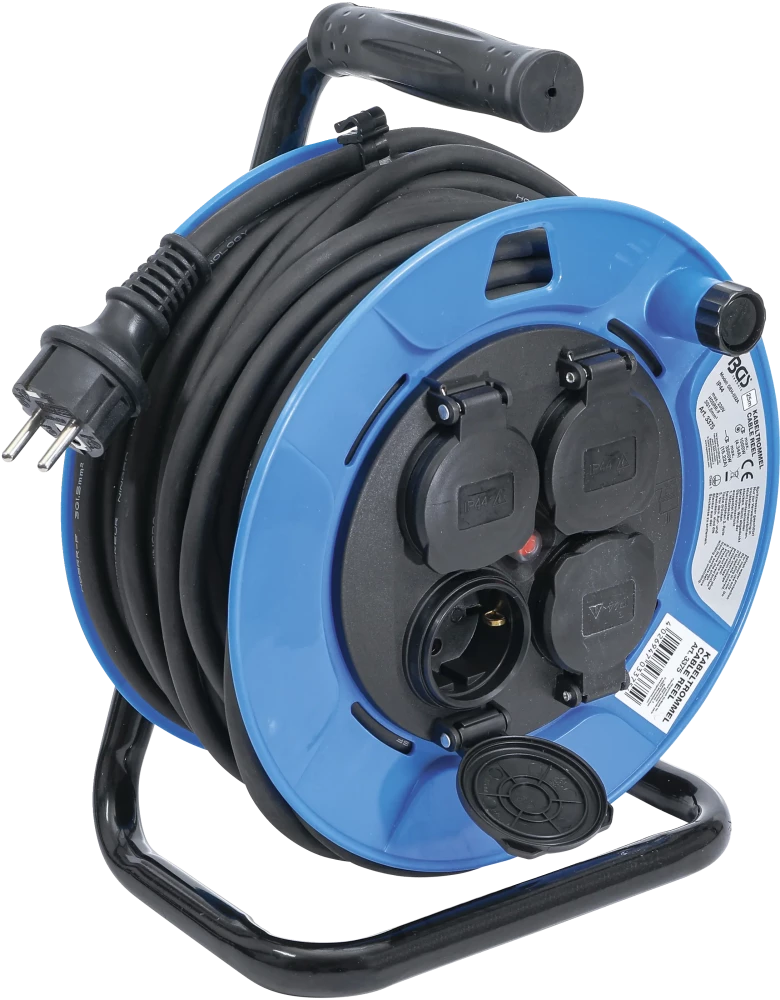 Bobina de cabos | 25 m | 3 x 1,5 mm² | 4 tomadas com tampa | IP 44 | 3500 W