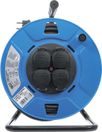 Bobina de cabos | 50 m | 3 x 1,5 mm² | 4 tomadas com tampa | IP 44 | 3500 W