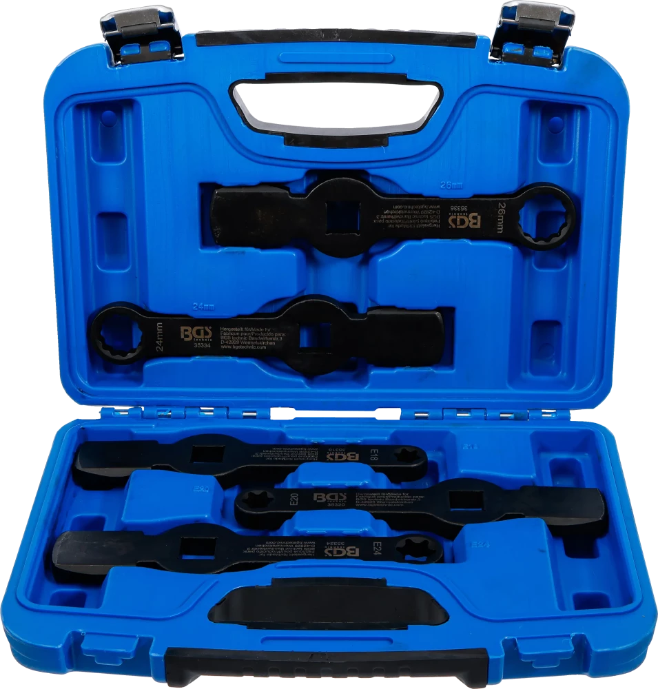 Conjunto de chaves de luneta de impacto | Bihexagonal / Perfil em E (para Torx) | 5 peças
